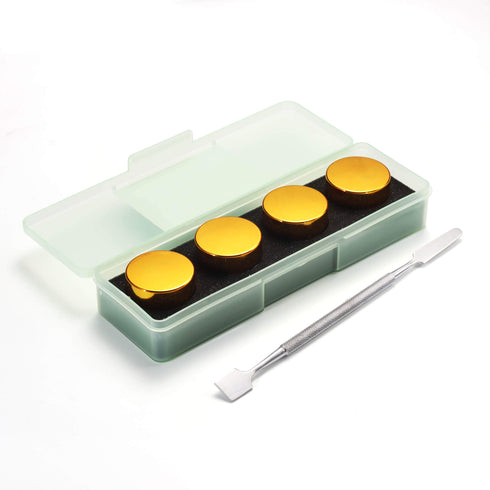 4-Pack Gold Rosin Jars Set - 5ml Non-Stick Silicone Glass Containers with Travel Case & Stainless Steel Dab Tool - Portable Storage for Wax