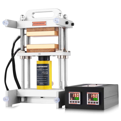 Dabpress Goldrain HR10T35V 10-Ton Rosin Press featuring reinforced blackened steel architecture and zero-plastic heavy-duty frame.