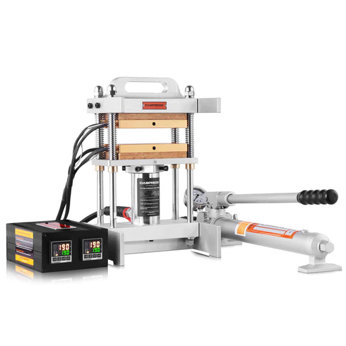 HR12T47 steamroller 12-ton heat press paired with hydraulic hand pump kit