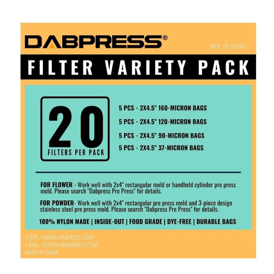 Dabpress 2x4.5 Inch Rosin Bags Variety Pack - 37, 90, 120, 160